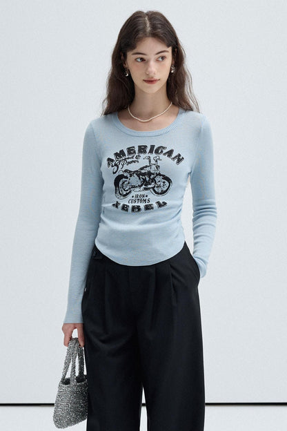 Slim WAIST CREWNECK KNITWEAR TOP