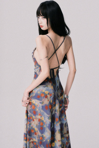 French Garden Halter Swing Dress