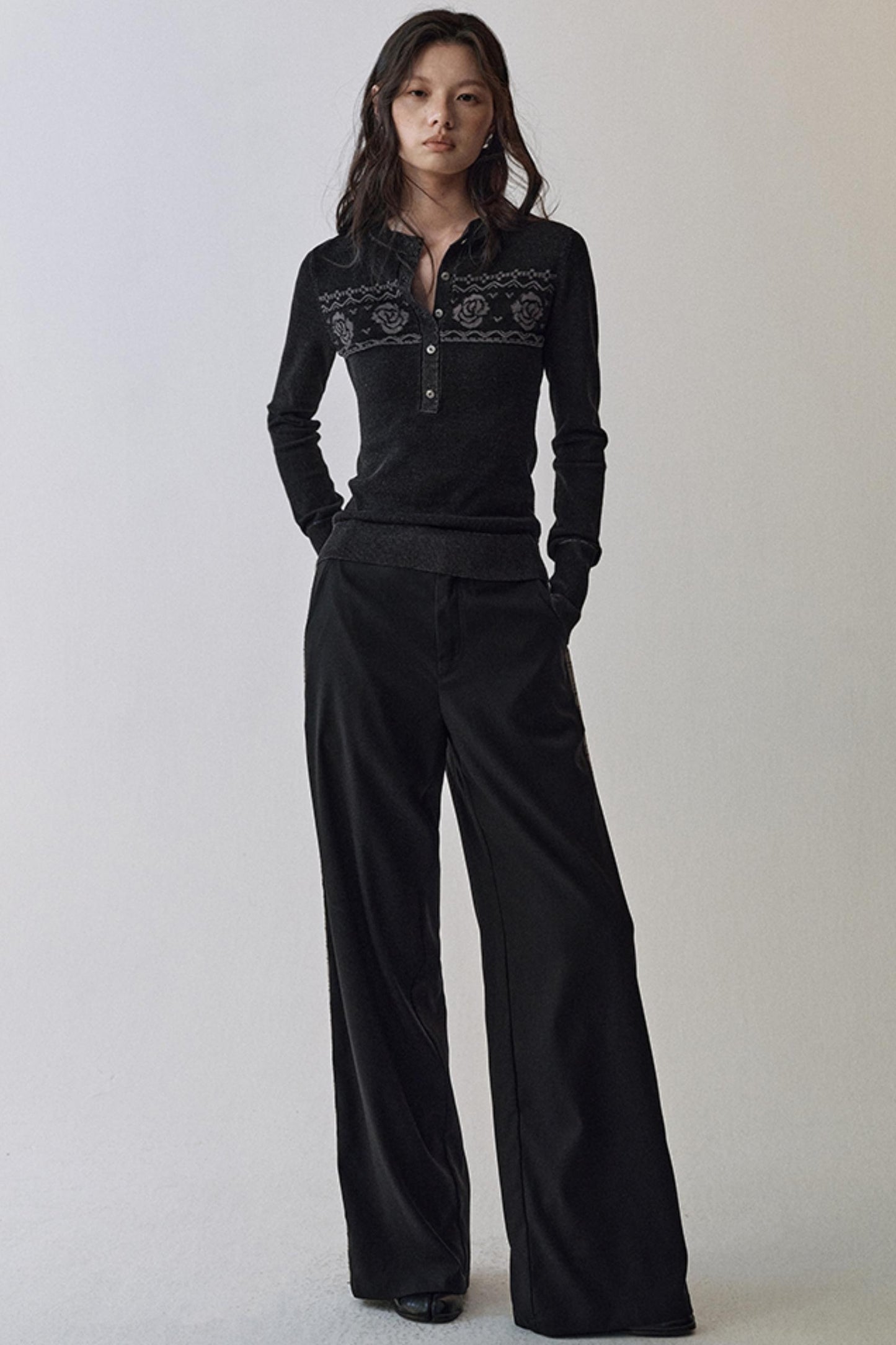 Pleated Wide-Leg Trousers