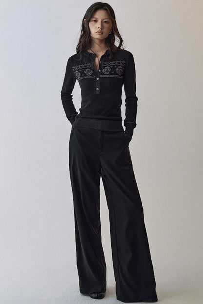 Pleated Wide-Leg Trousers
