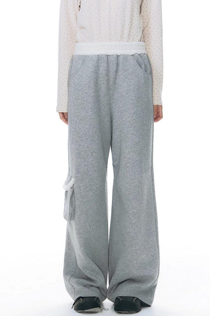 Plush Waistband Wide-Leg Pants
