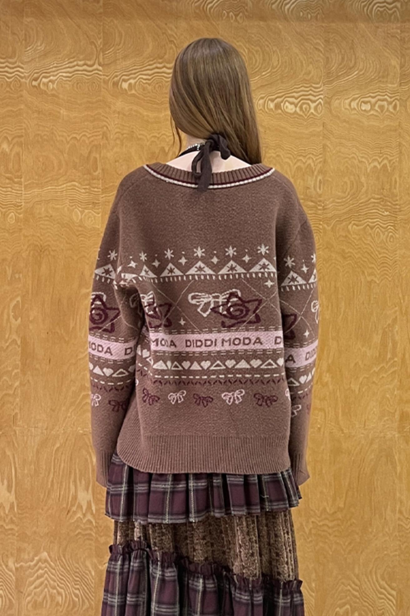 Girly Fair Isle V-NECK SWEATER