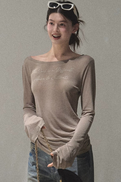 Printed Lyocell Linen Long Sleeve Top