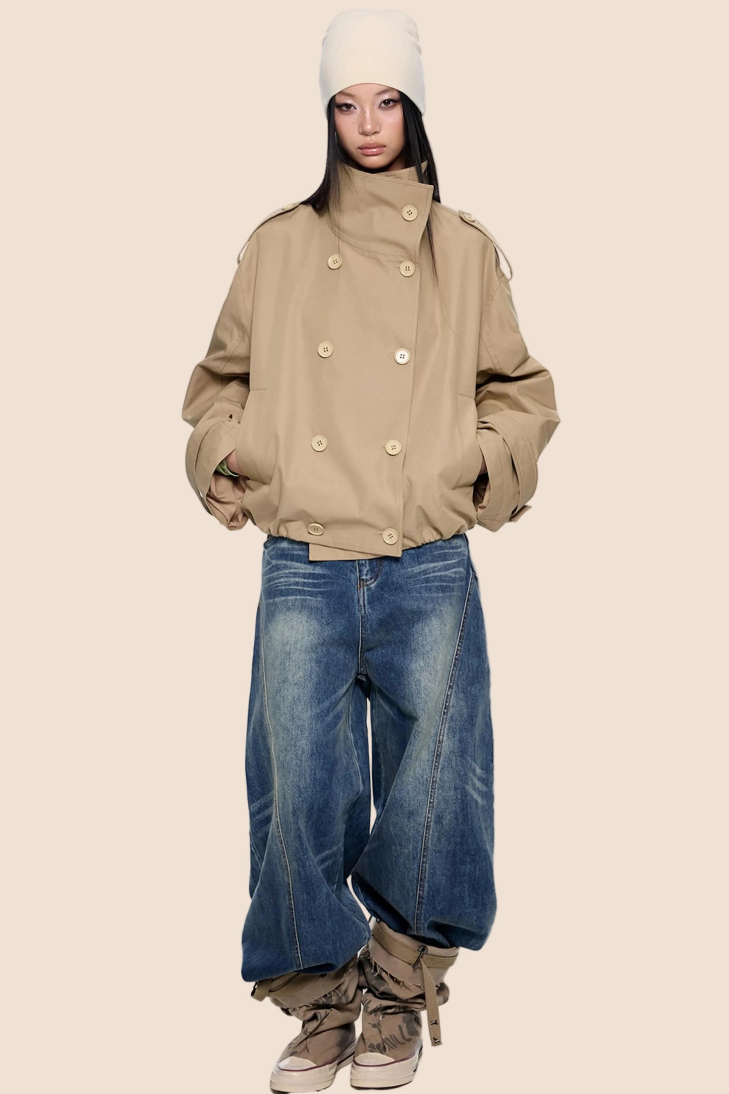 Double-Breasted Retro Trench Coat