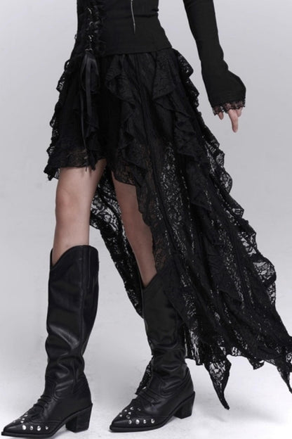 Irregular Lace Hem Skirt