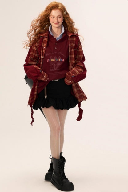 Vintage Patchwork Casual Plaid Shirt