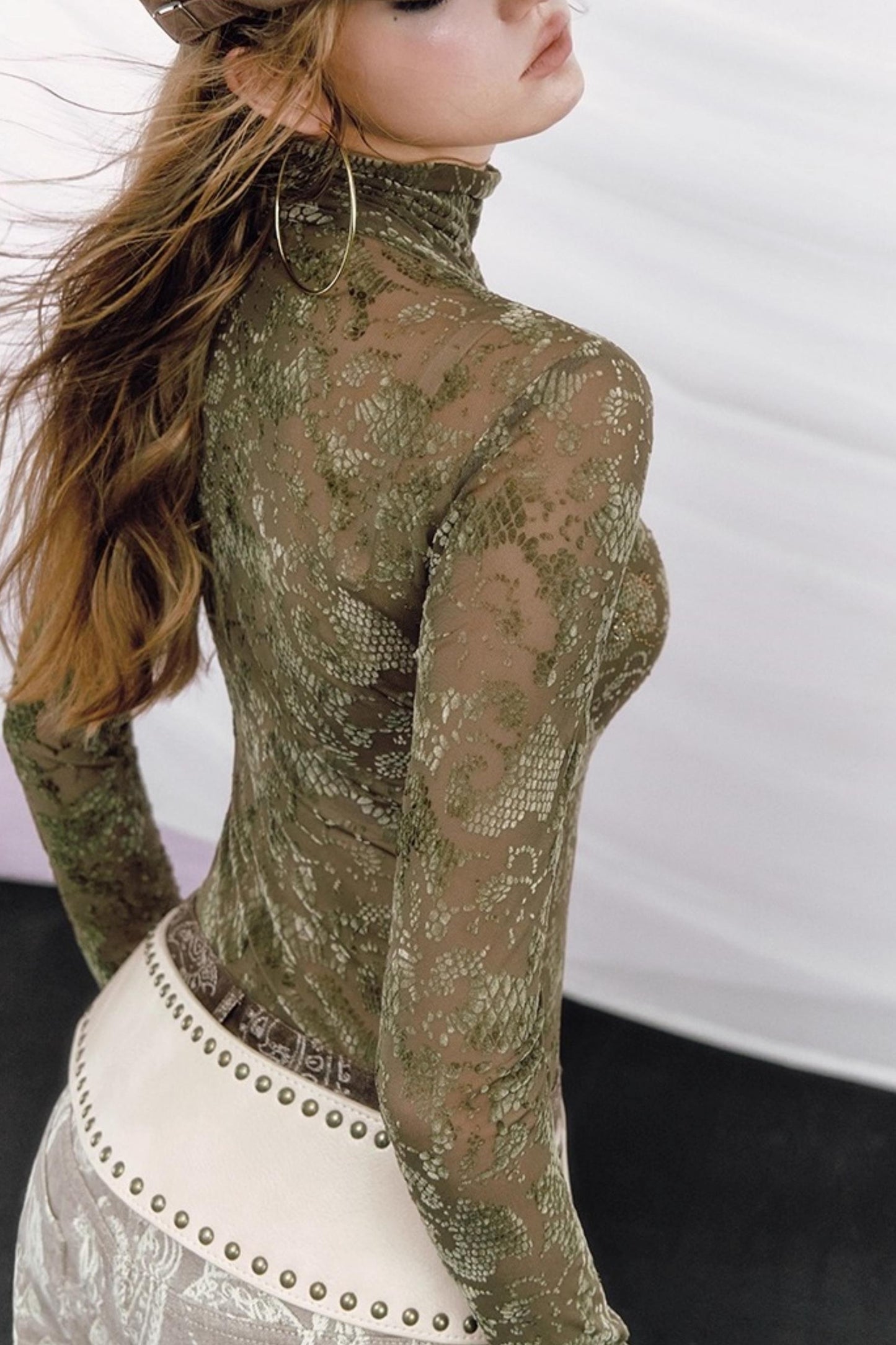 Rhinestone Velvet Jacquard Top