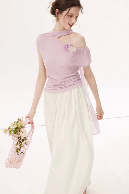 Top asimmetrico in Lyocell Tencel