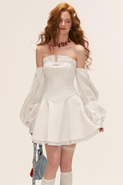 Plaid Lantern Sleeve Dress