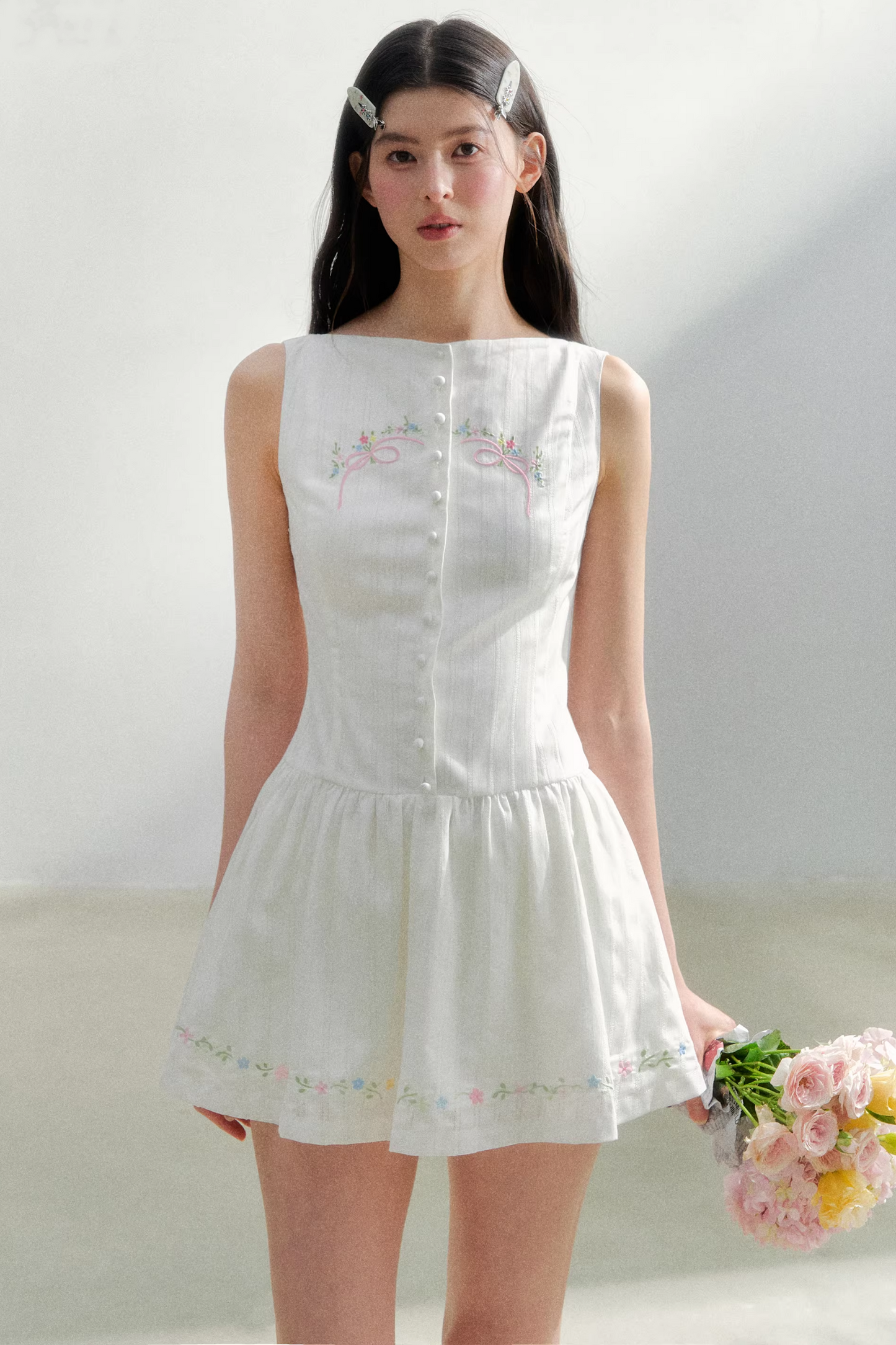 White Elegant Embroidered Dress