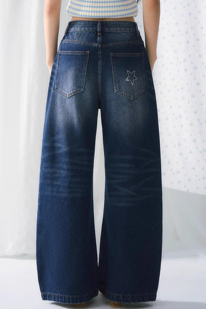 Retro Whiskered Denim Pants