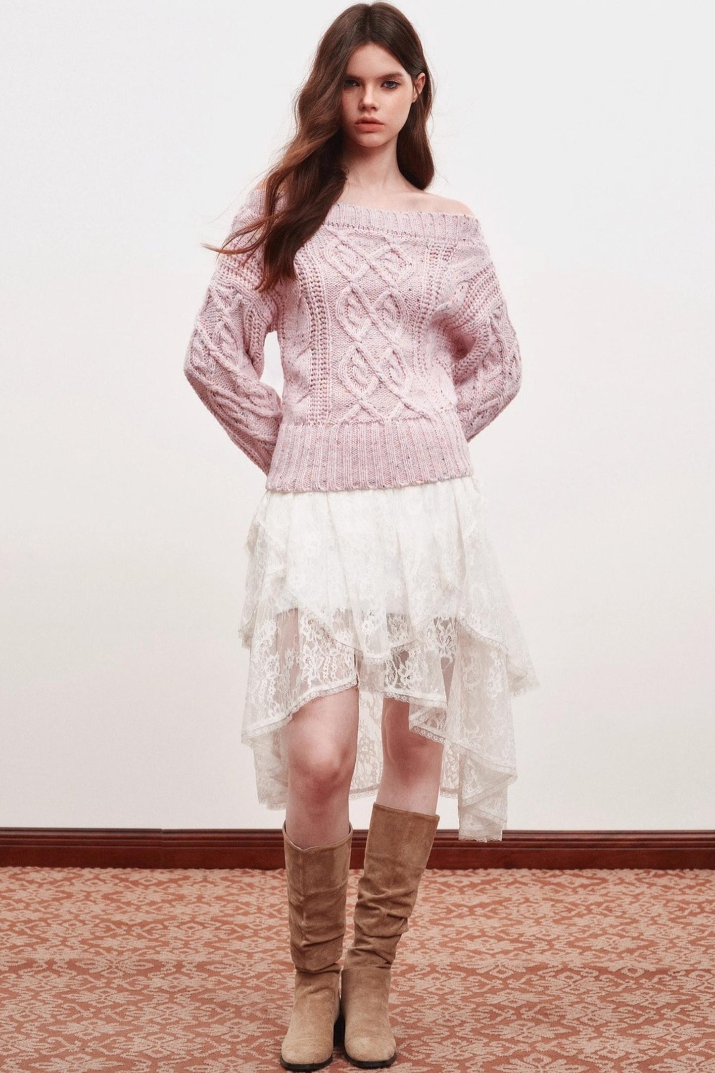 Irregular Striped One-Shoulder Sweater