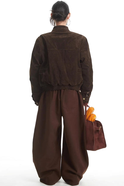 Retro Suede Stand-Up Collar Jacket