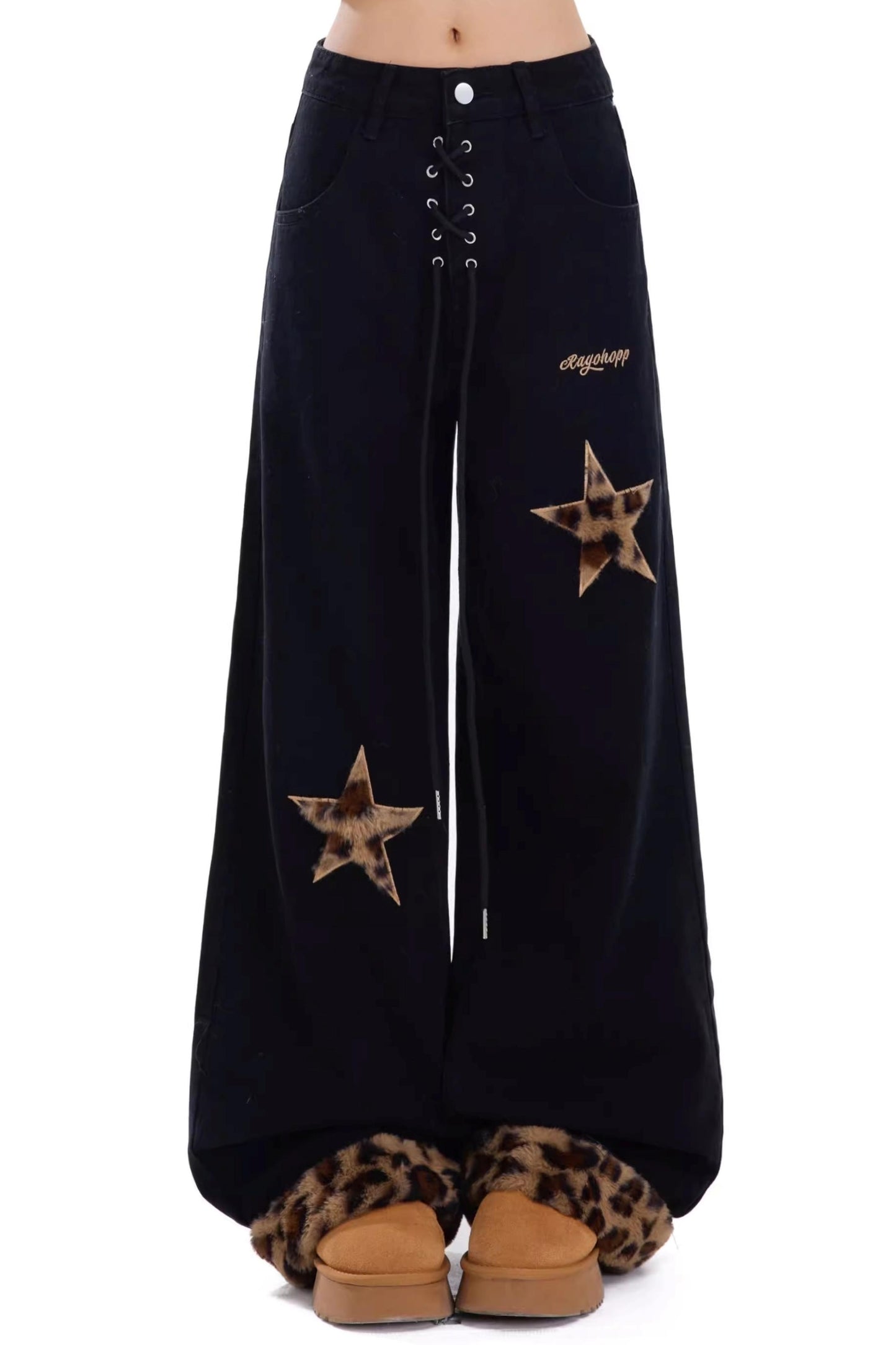 Retro Leopard Print Plush Pants