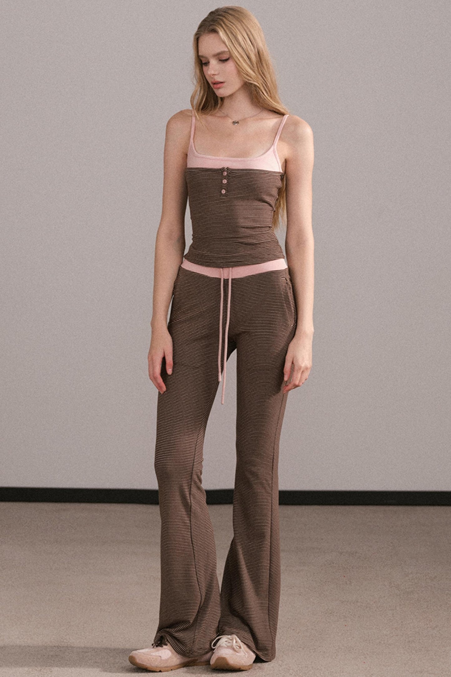 Color-Block Knitted Cardigan Set-Up