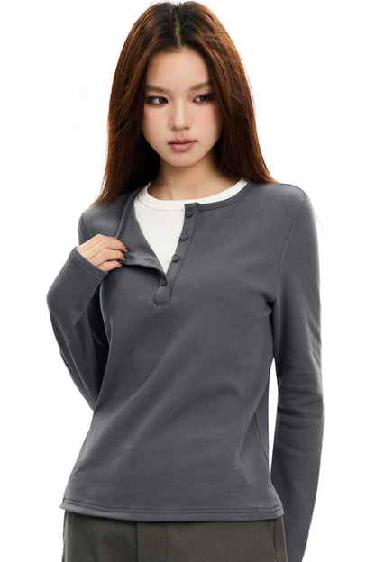 Simple Contrast Crew Neck Knit Top