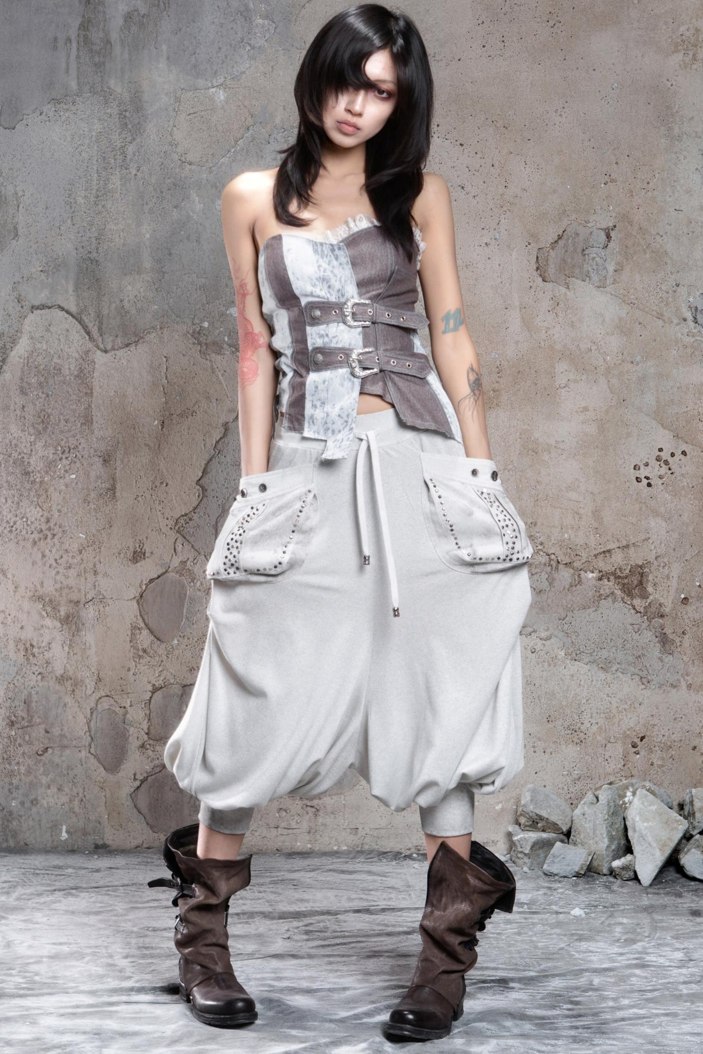 Solid Color Retro Punk Pants