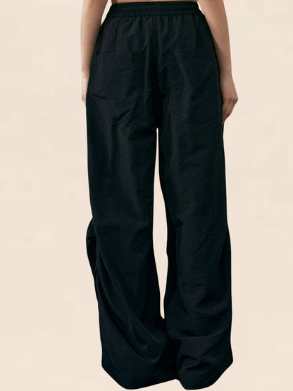 Simple Solid Color Pleated Slacks Pants