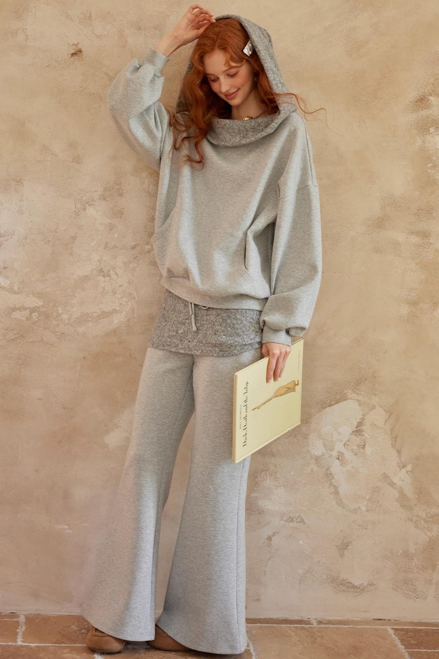 Gray Off-Shoulder Two-Piece Set-Up