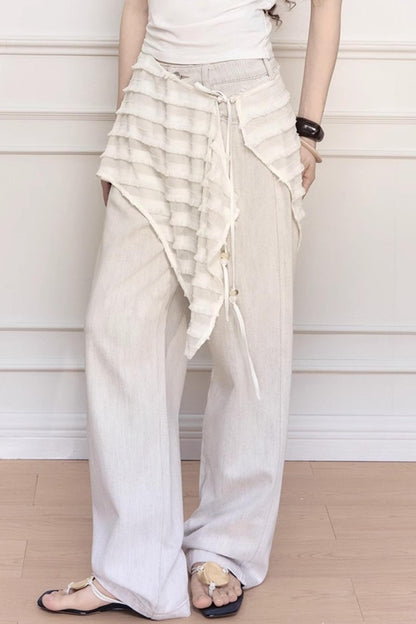 Bead-Embellished Wide-Leg Jeans