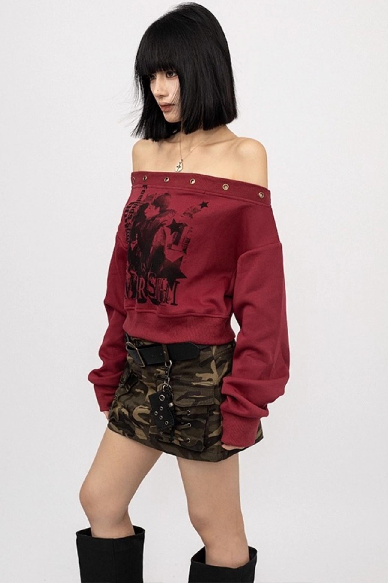 American Monogram One-Shoulder Top