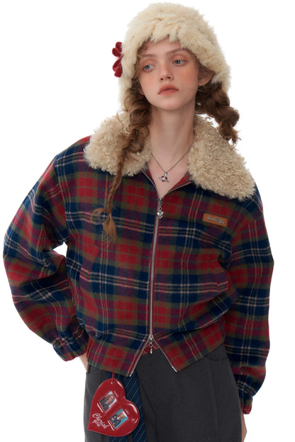 Retro Plaid Fleece Jacket