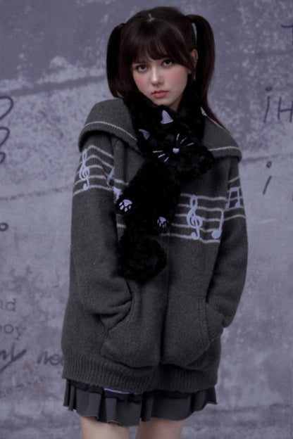 Black And Purple Cat Scarf