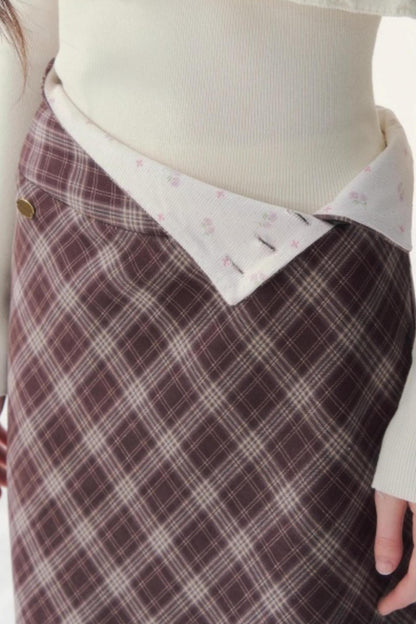 Vintage Plaid Midi Skirt