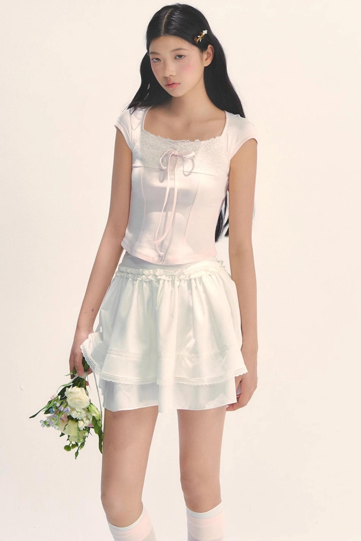 Cotton Lace Peplum Top