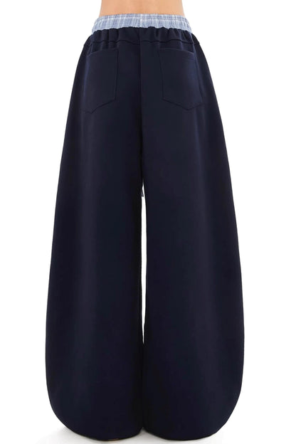 컬러 블록 체크 댄스 팬츠