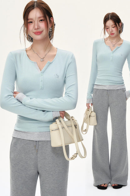 Slim Fit V-Neck Long Sleeve T-Shirt