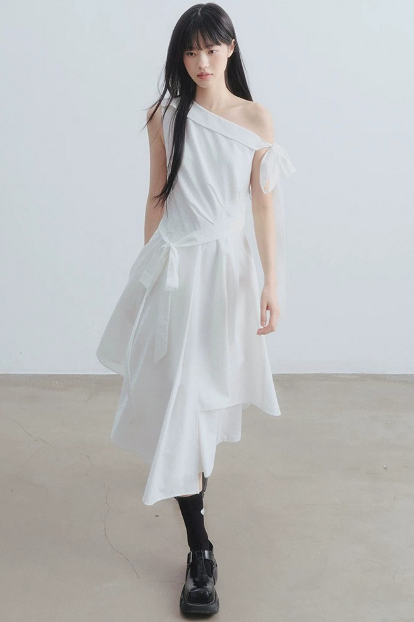 Thin Smoke Camellia A-Line Dress