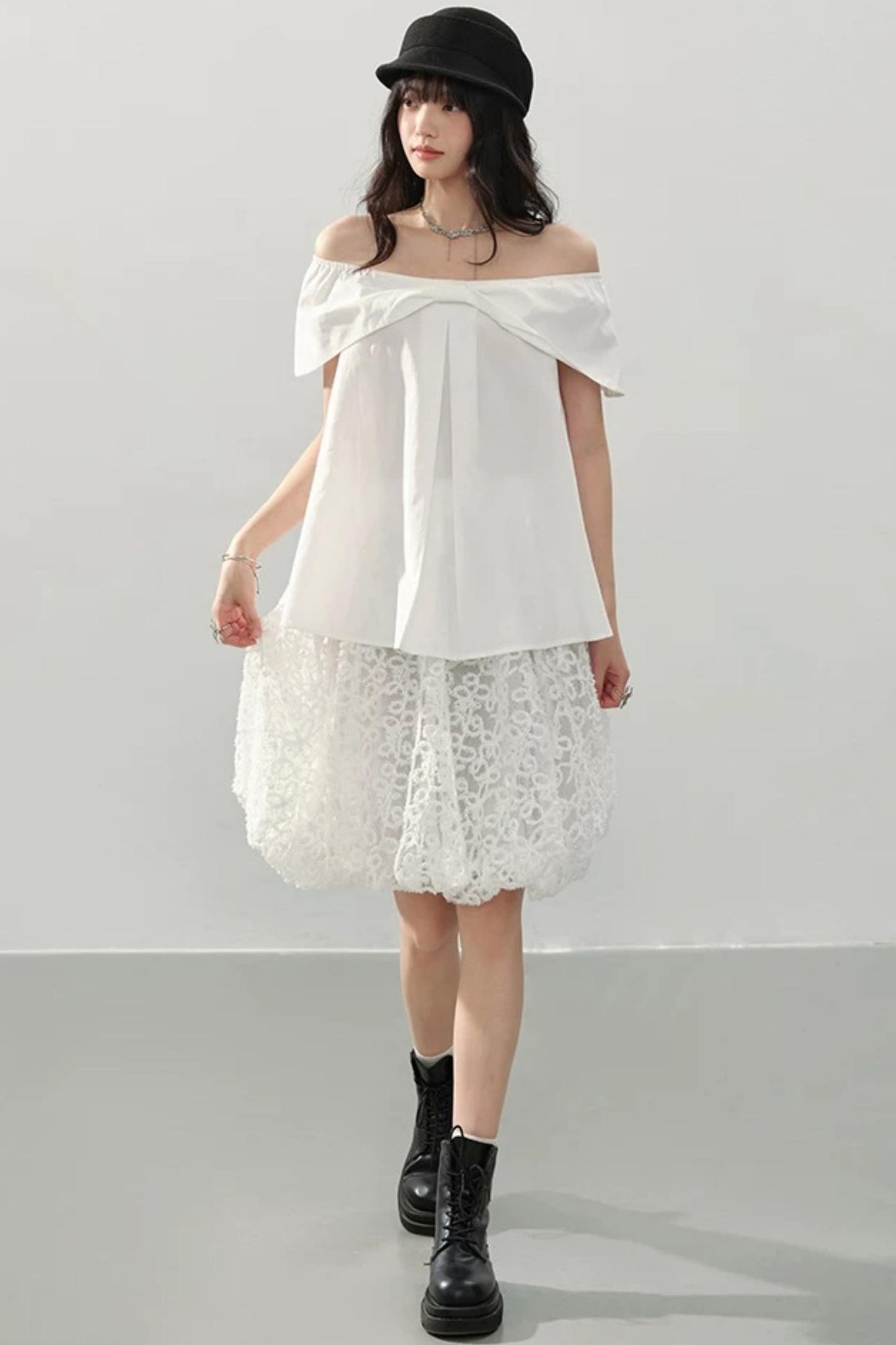 자수 플로럴 A라인 스커트
