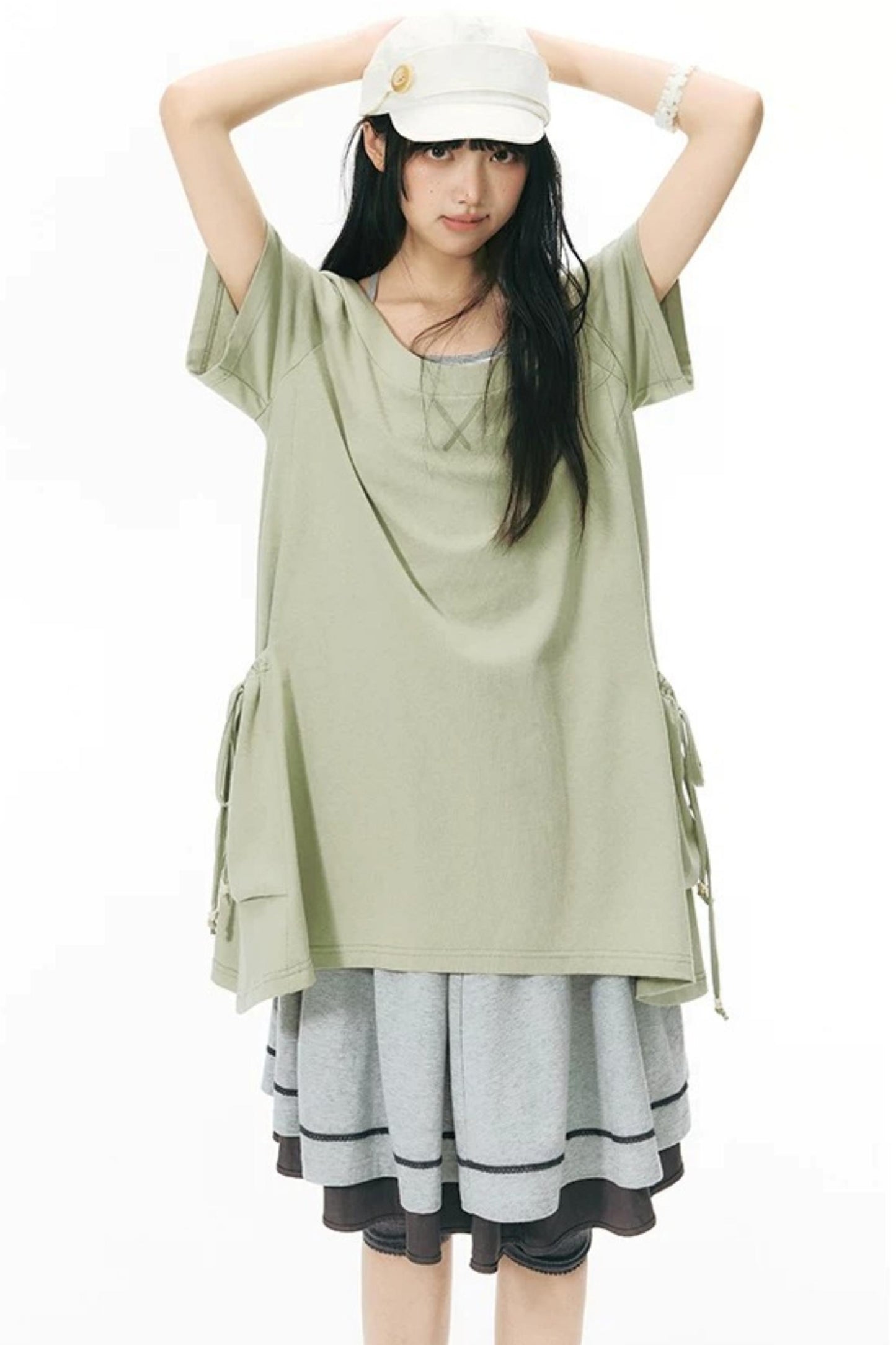 Loose Irregular Large Pocket Short-Sleeve T-Shirt