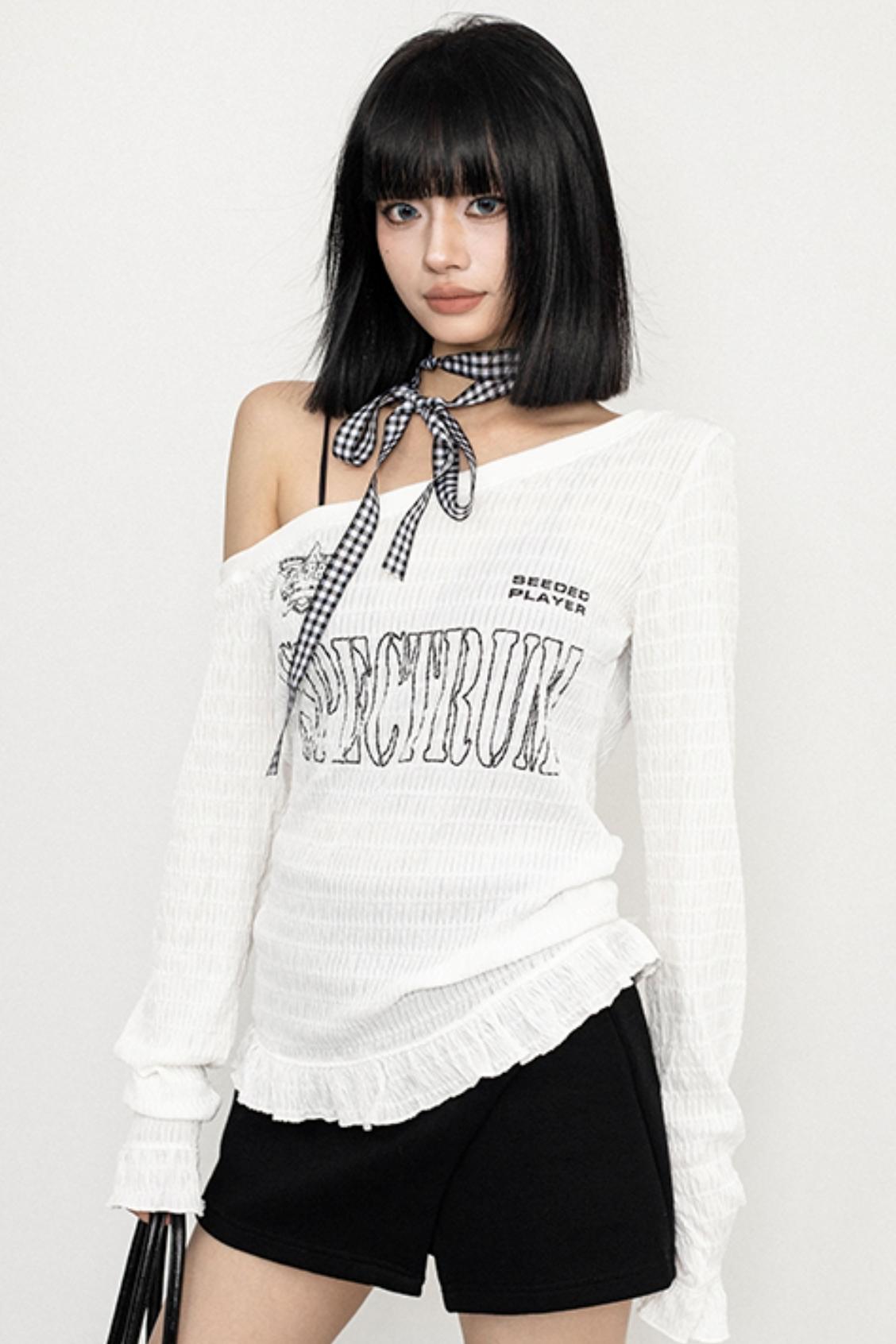 SLANTED SHOULDER FULL SLEEVE TOP