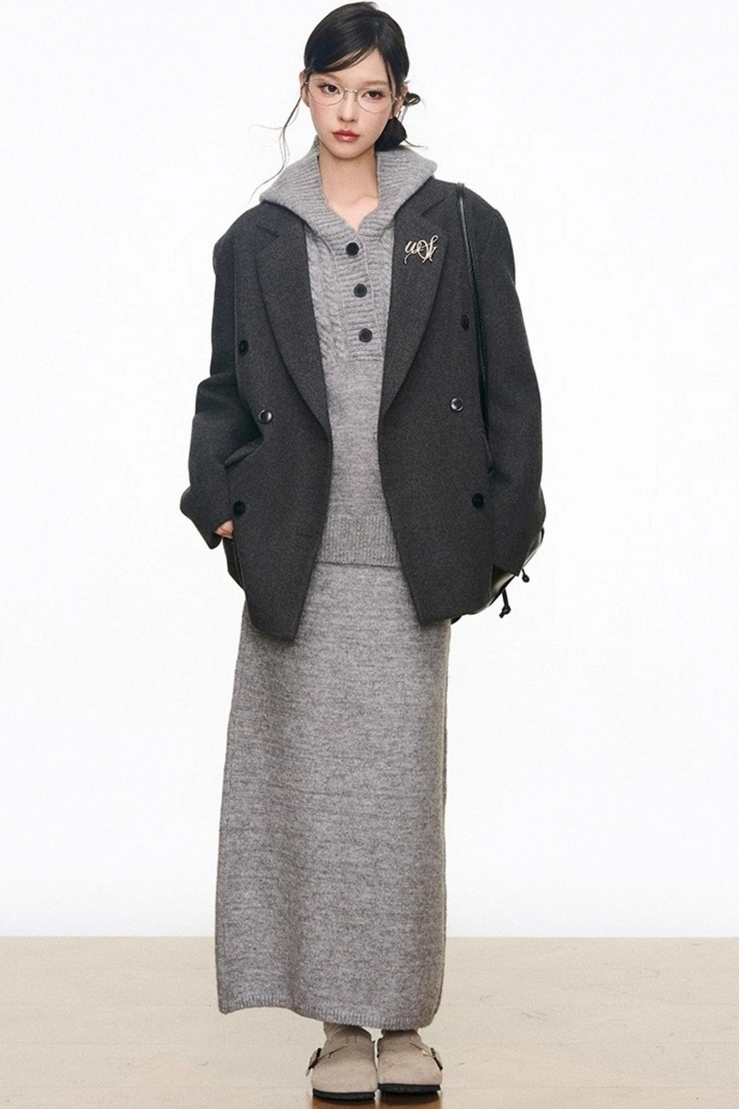 Gray Wool Blazer Set-Up