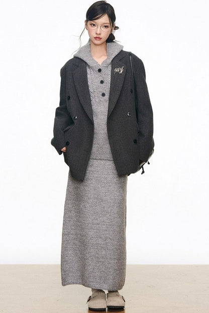 Gray Wool Blazer Set-Up