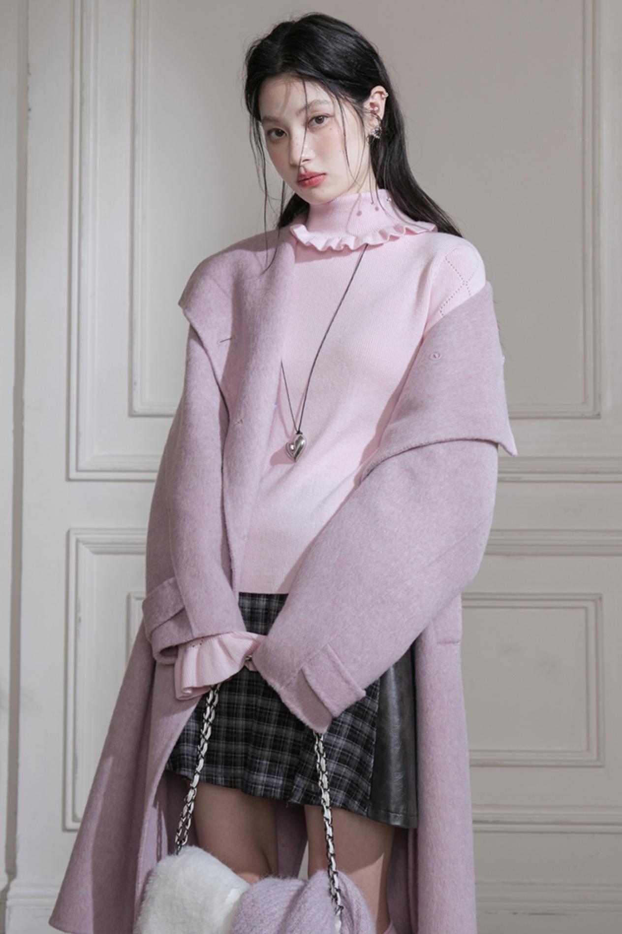 Mercerized Wool Ruffle Top