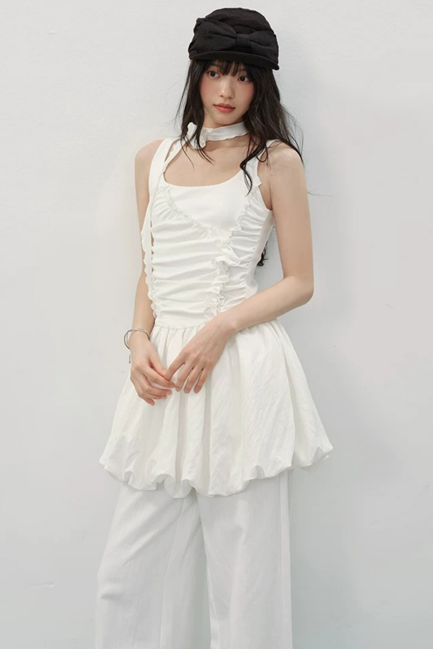 Vestido blanco con volantes Luna