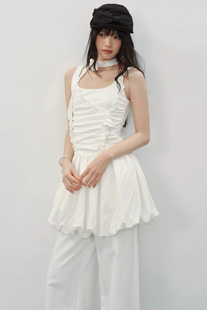 Vestido blanco con volantes Luna