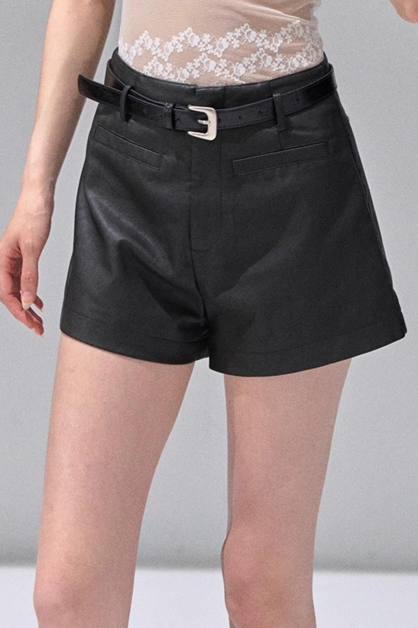 Black Leather Womens Shorts