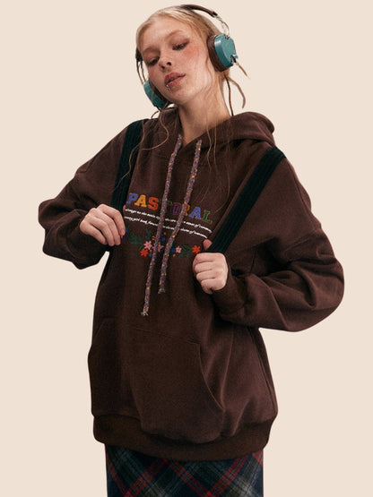 Vintage Embroidered Hooded Sweatshirt