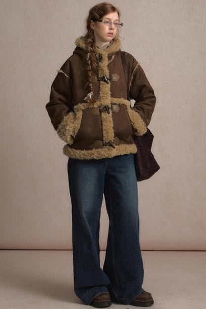 Vintage Horn Suede Hooded Jacket