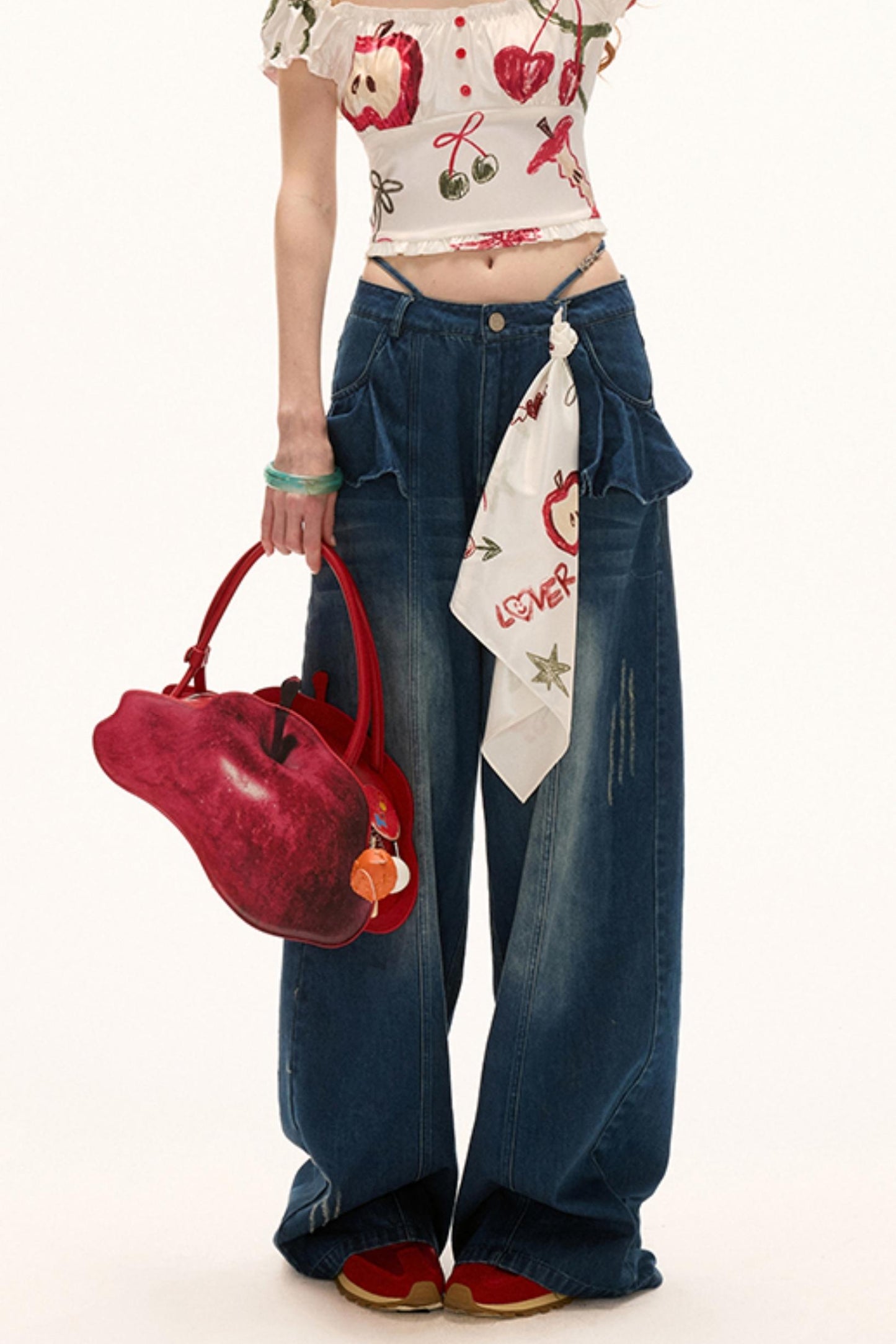 Vintage Black Lotus Leaf Jeans