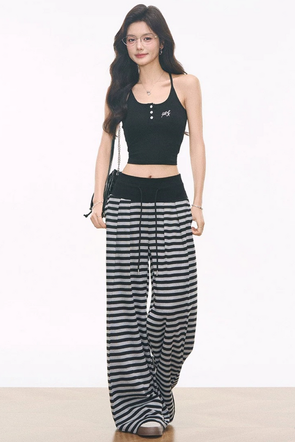 Knitted Camisole and Striped Pants
