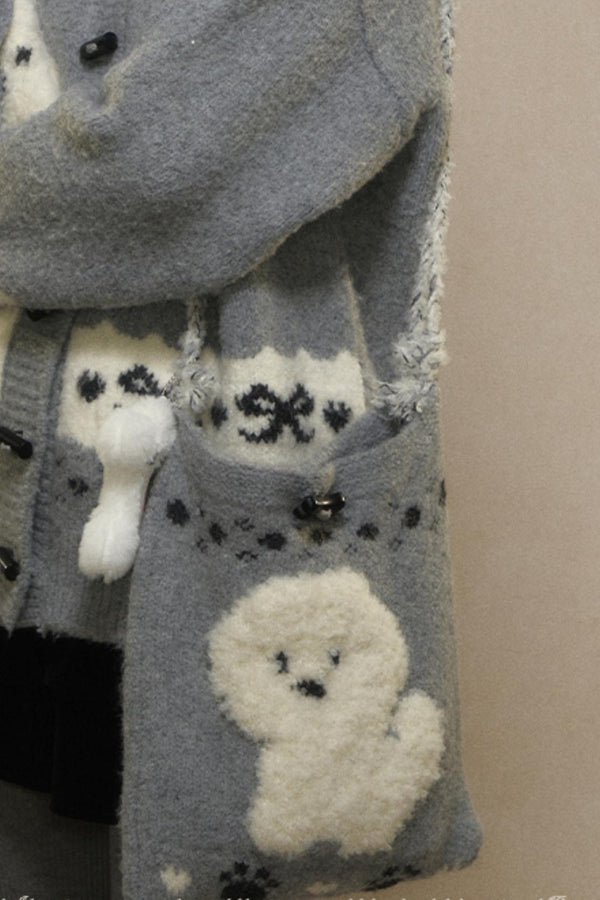 Vintage Puppy Knit Sweater Jacket Set-Up