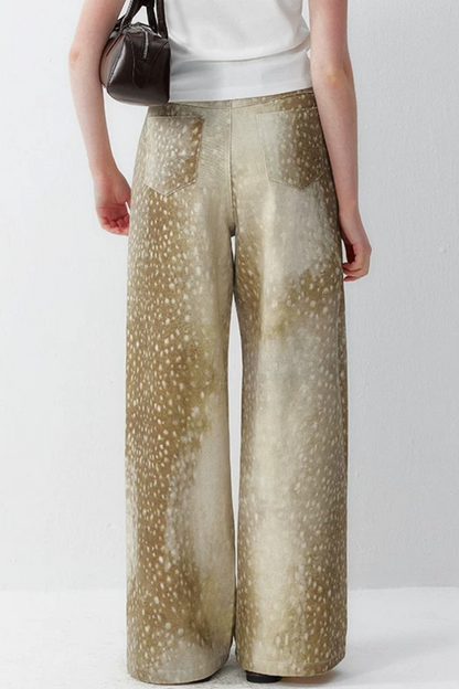 Deer Print Wide Leg Pants