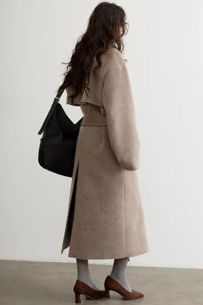 Retro Oatmeal Woolen Long Coat