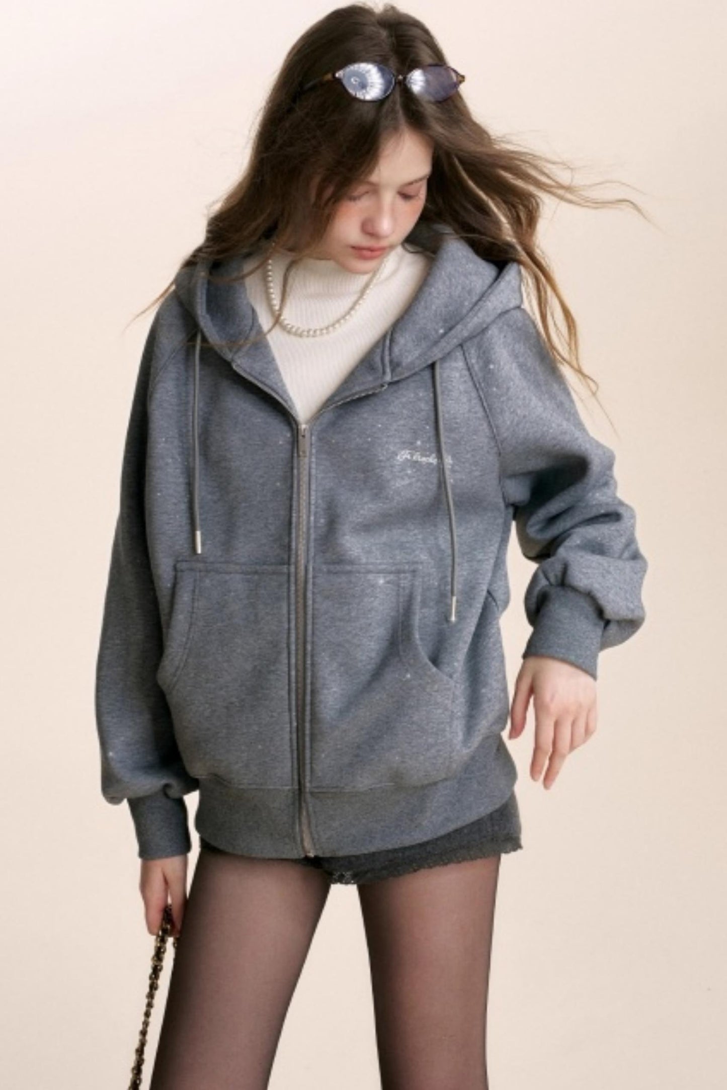 Fine Glitter Hooded Jacket