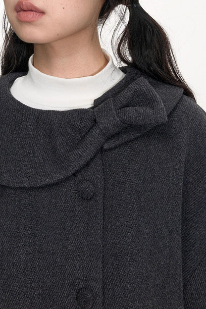 Round Lapel Woolen Coat